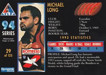1994 Dynamic AFLPA #29 Michael Long Back